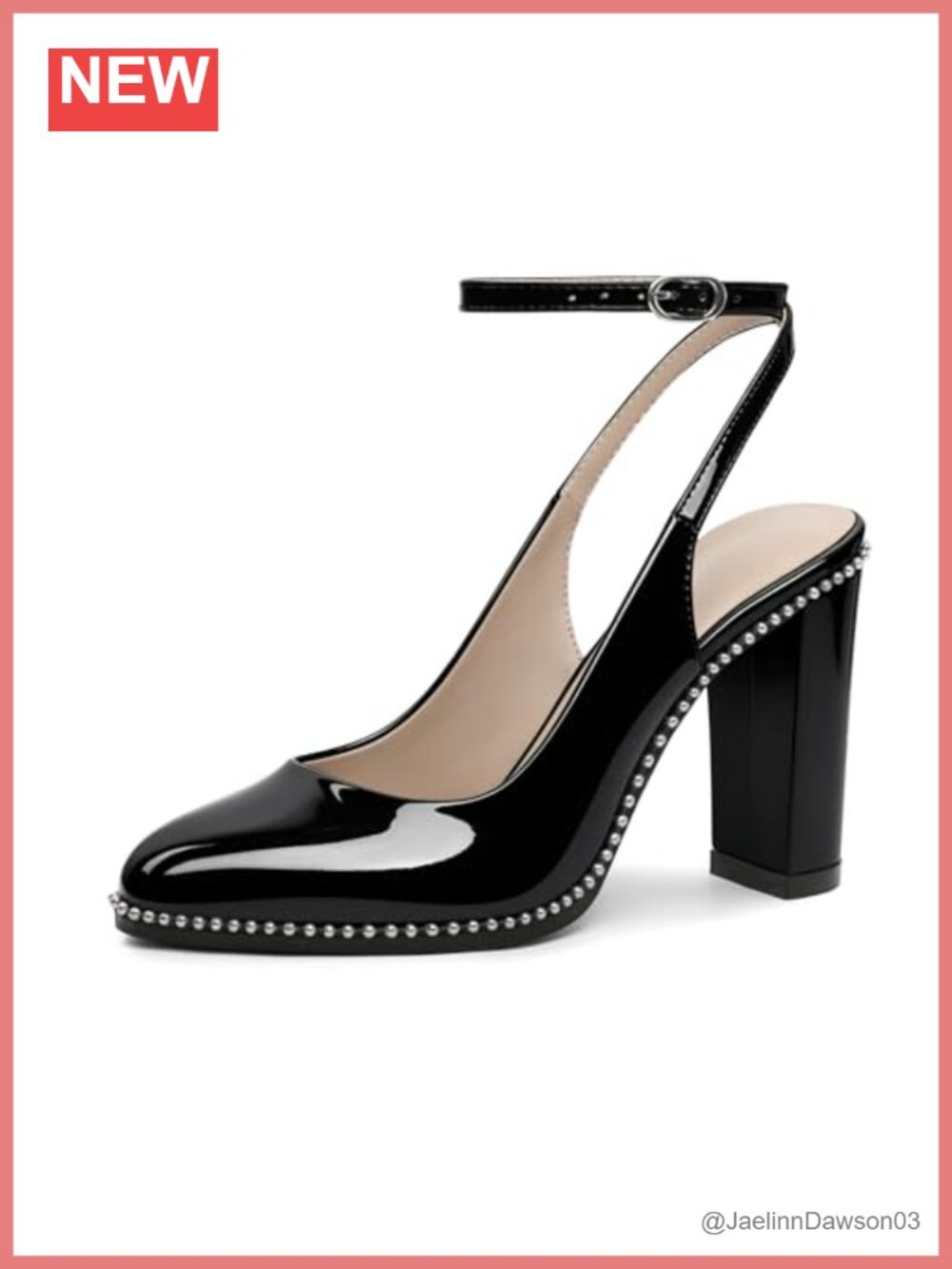 Slingback Chunky High Heels Closed Toe Patent Leather Dressy Pumps